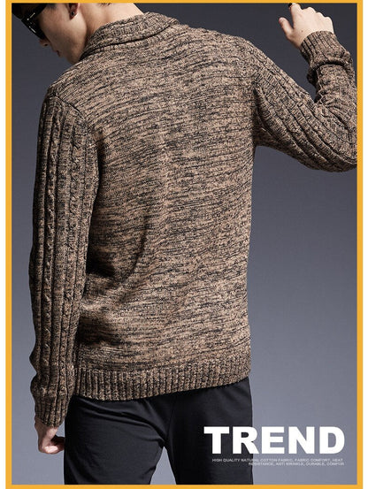 Bonsir Autumn Winter Men Knitted Cardigan Thicken Warm Luxury Gentlemen High Quality Comfortable Fashion Urban Casual Dark Grey Sweater