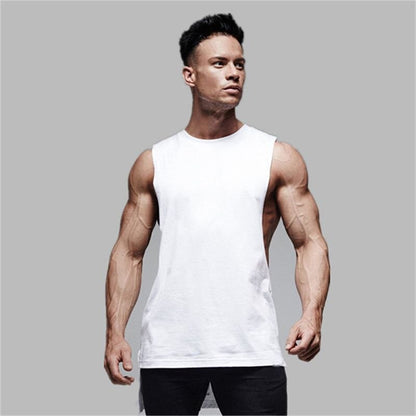 sanyamk Running Vest Men Extend Cut Off Gym Fitness Tank Tops Hip Hop Workout Bodybuilding Clothing Open Side Sports Sleeveless Shirts