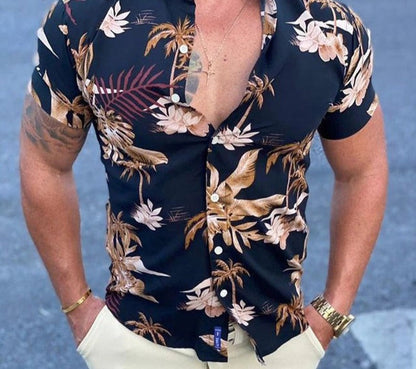 sanyamk trendy mens fashion mens summer outfits dope outfits mens street style mens spring fashion Vintage Floral Print Beach Shirts Casual Men Button Turn-down Collar Shirt Summer Short Sleeve Tops Mens Fashion Streetwear