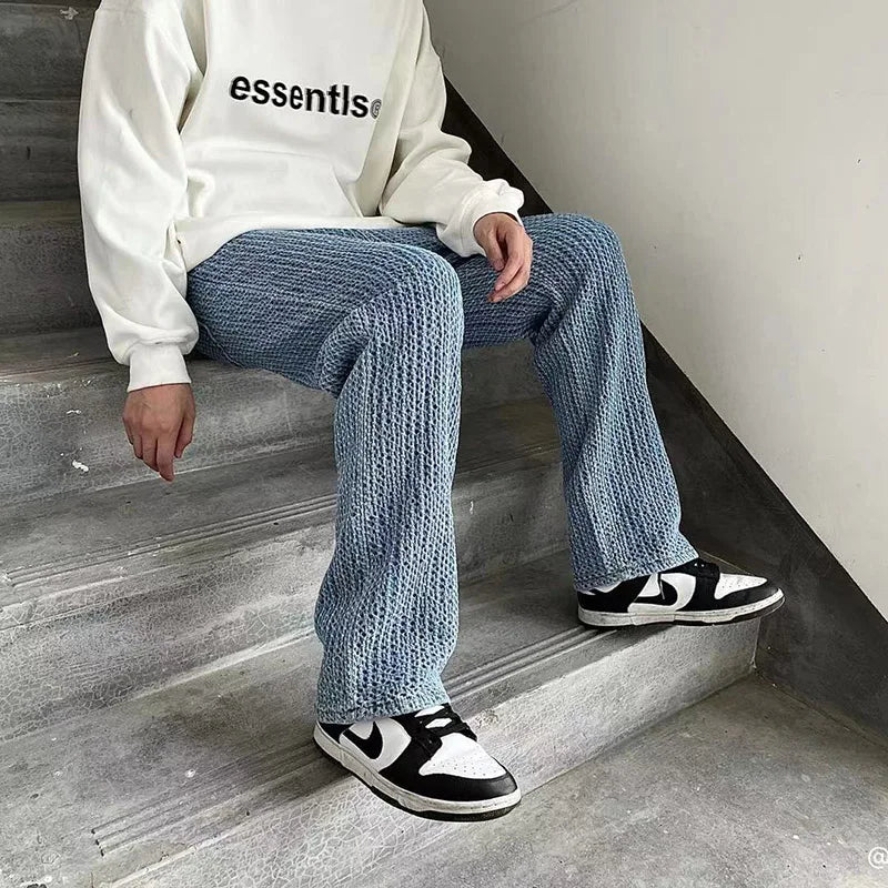 Bonsir -  Autumn and winter Hong Kong style youth commuter knit jeans men