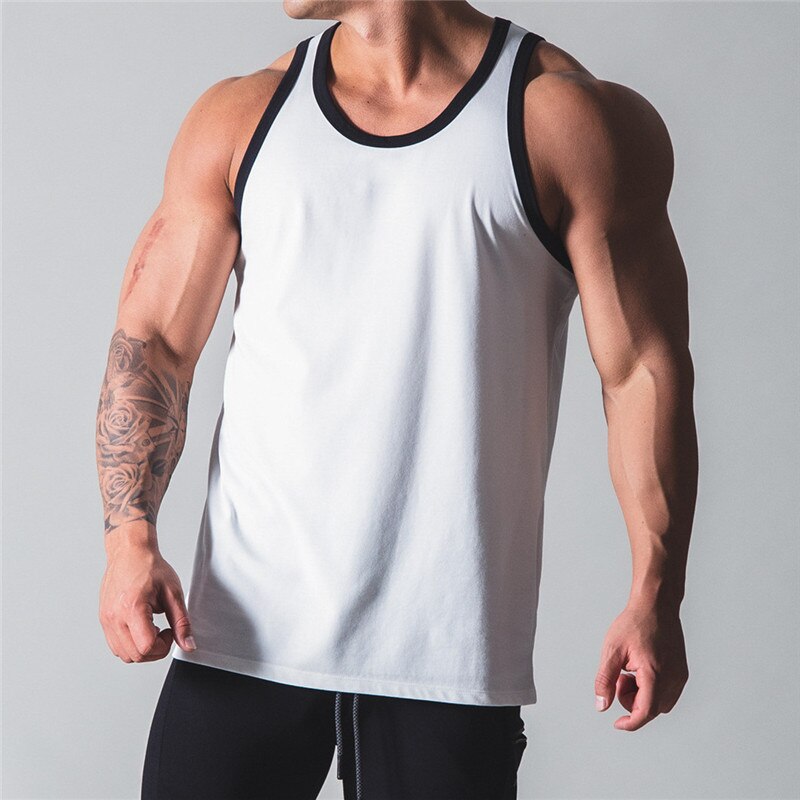 sanyamk 2022 Summer Bodybuilding Tank Tops Gym Workout Fitness Sleeveless shirt quick-drying Running Tank Tops Male  Clothes Sports Vest