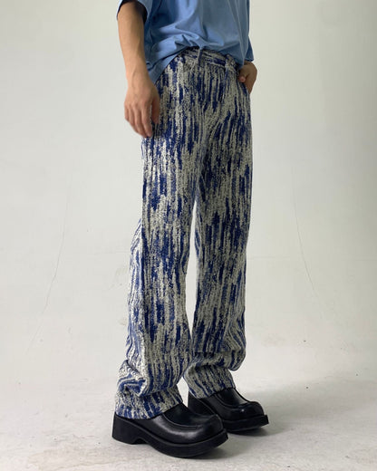 sanyamk New Arrival Striped Drape Tie Dye Straight Men Baggy Jeans Pants Casual Women Vintage Denim Trousers Pantalones Casuales