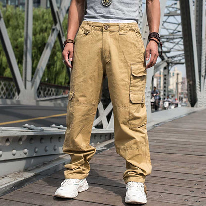 sanyamk Trendy Loose Baggy Cargo Pants Men Casual Tactical Trousers Leg Pocket Straight Pants Hiphop Harem Streetwear Clothing