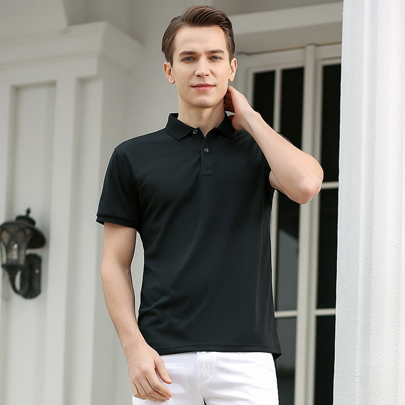 sanyamk Men 2022 Summer Brand New Business Casual Style Polo Shirts Men Short Sleeve Fashion Slim Solid Color Polo Shirt Tee Shirt Men