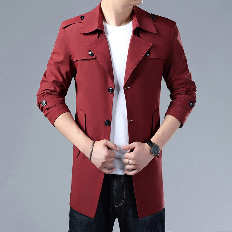 Thoshine Brand Spring Autumn Men Trench Coats Superior Quality Buttons Male Fashion Outerwear Jackets Windbreaker