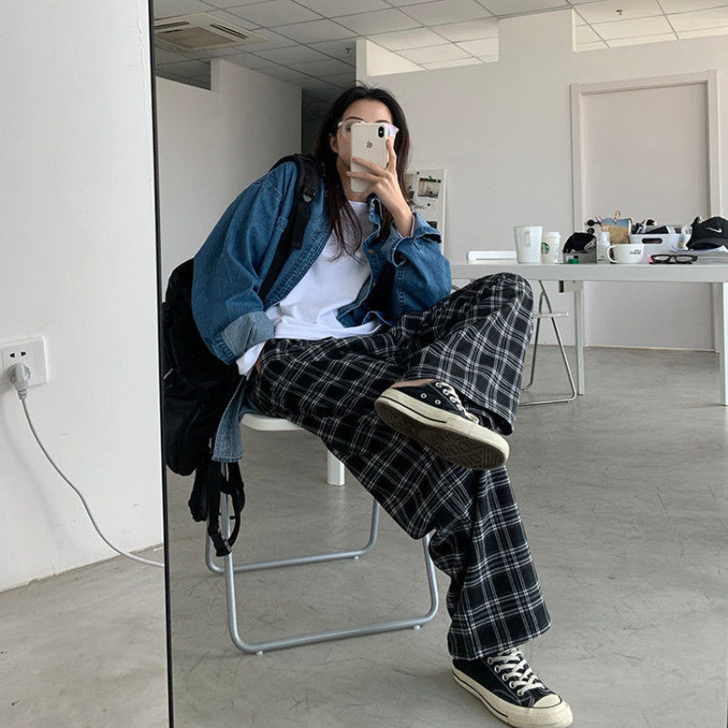 sanyamk Summer/Winter Plaid Pants Men S-3XL Casual Straight Trousers for Male/Female Harajuku Hip-hop Pants