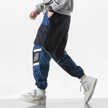 sanyamk Patchwork Cargo Harem Pant Men Hip Hop Pockets Casual Jogger Trousers Elastic Waist Mens Harajuku Streetwear Pants Trousers