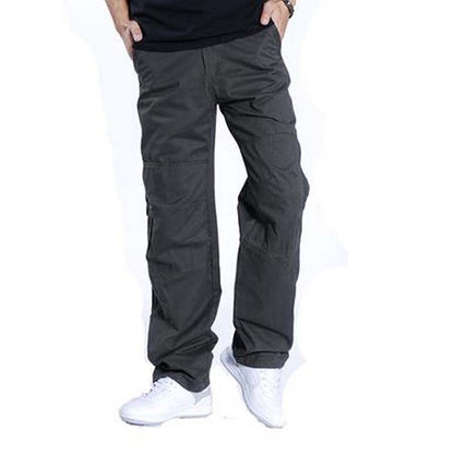 Bonsir Cargo Pocket Pants Men Loose Straight Hip Hop Long Trousers Autumn Winter Cotton Mens Joggers Wide Leg Big Size S-3XL