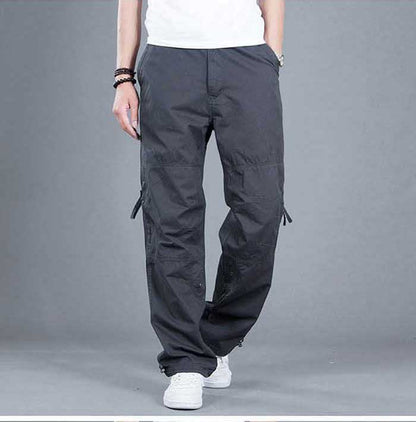 Bonsir Cargo Pocket Pants Men Loose Straight Hip Hop Long Trousers Autumn Winter Cotton Mens Joggers Wide Leg Big Size S-3XL