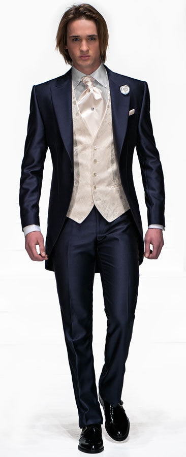 sanyamk Morning Style Groomsmen Custom Made Groom Tuxedos One Button Men Suits Wedding Best Man Blazer ( Jacket+Pants+Vest ) C129