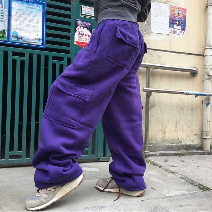 Bonsir Plus Size Hip Hop Joggers Sweatpants for Men and Women Streetwear Big Pocket Cargo Pants Casual Straight Loose Baggy Trousers