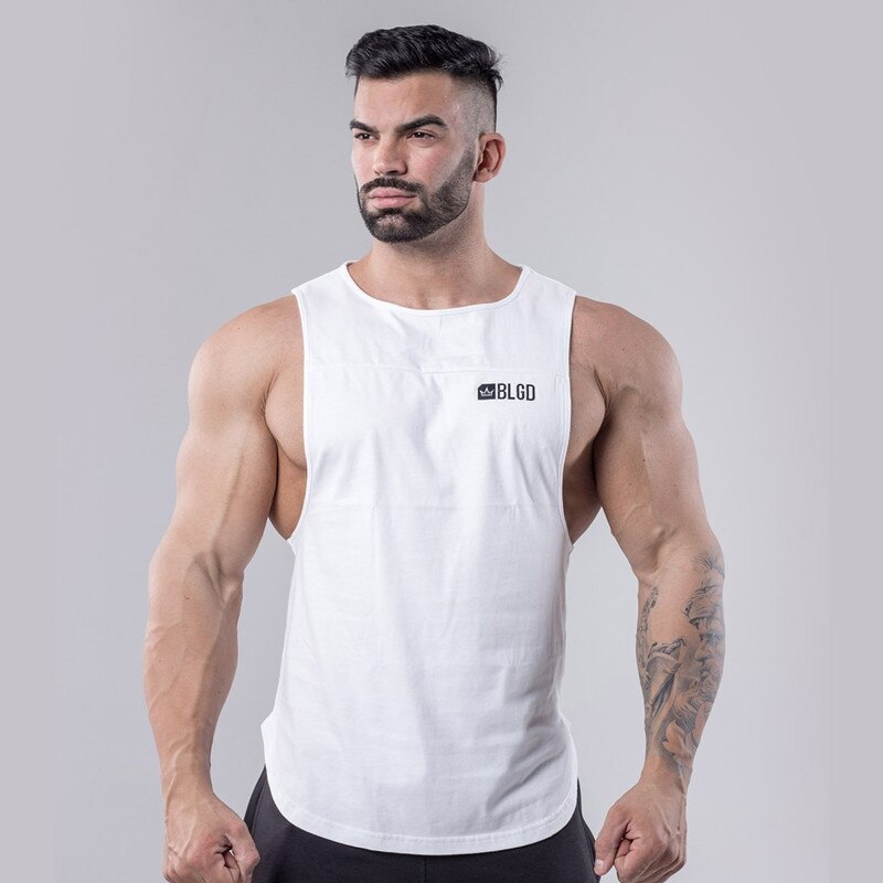 sanyamk 2022 NEW Summer GYM Vest Sport Tank Tops Men Cotton Running Vest Sleeveless Sport T Shirt Fitness Top Bodybuilding men Tank Tops