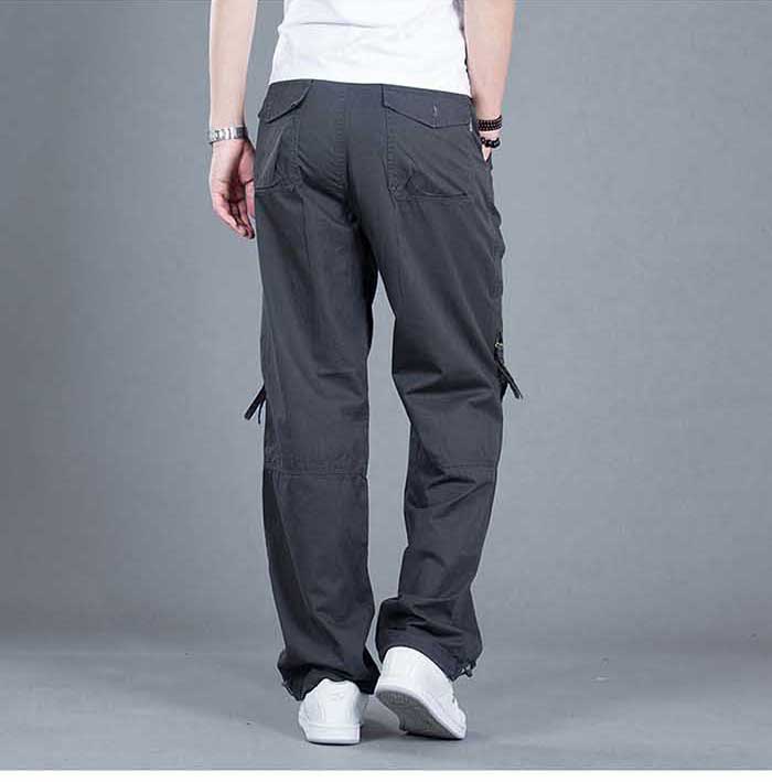 Bonsir Cargo Pocket Pants Men Loose Straight Hip Hop Long Trousers Autumn Winter Cotton Mens Joggers Wide Leg Big Size S-3XL