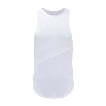 sanyamk New Summer Running Vest Men Cotton Mesh Bodybuilding Undershirt Fitness Sleeveless t shirt Gym Tank Top Men Sports Vest Clothing