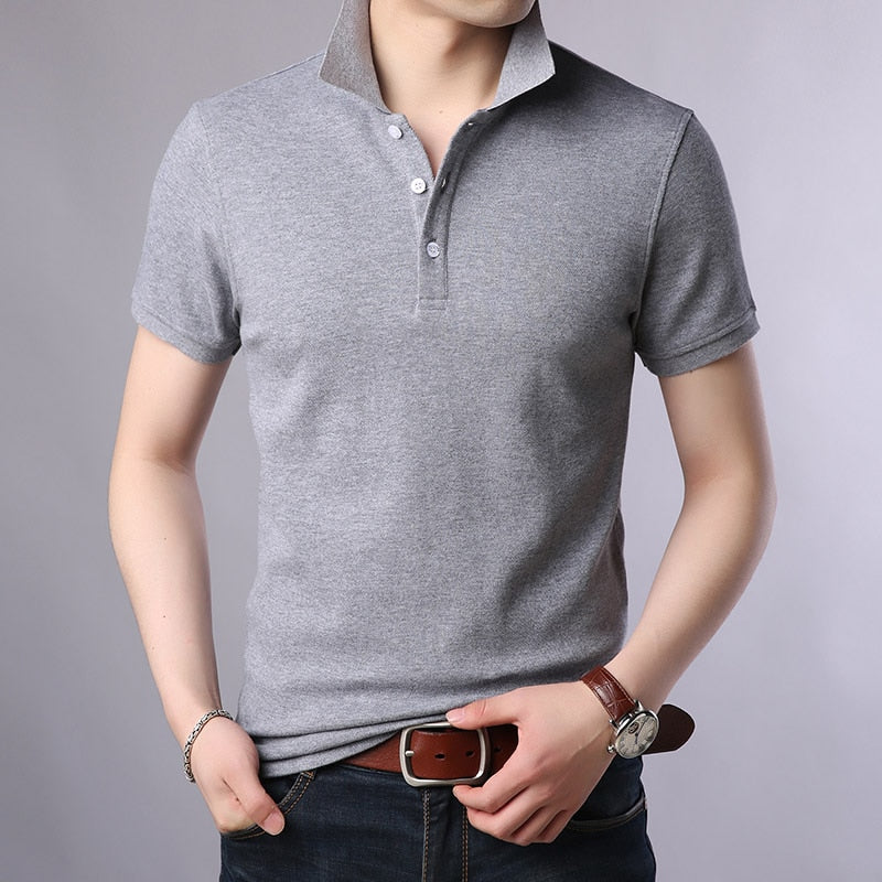 sanyamk 2022 New Fashion Brands Polo Shirt Men's 100% Cotton Summer Slim Fit Short Sleeve Solid Color Boys Polos Casual Mens Clothing