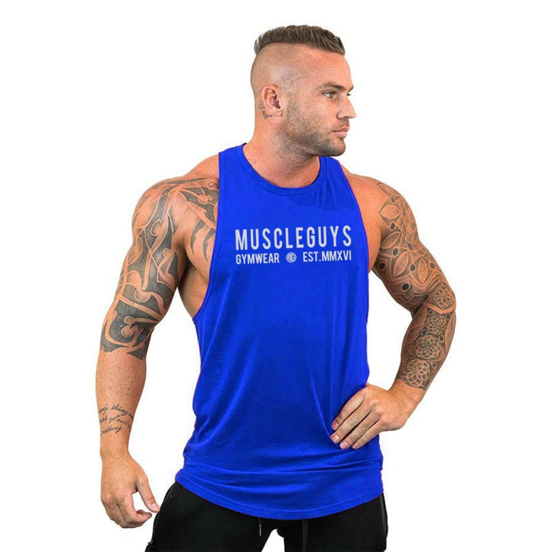 sanyamk New Brand Summer Gyms Clothing Bodybuilding Tank Top Men Fitness Singlet Sleeveless Shirt Cotton muscle Vest for man