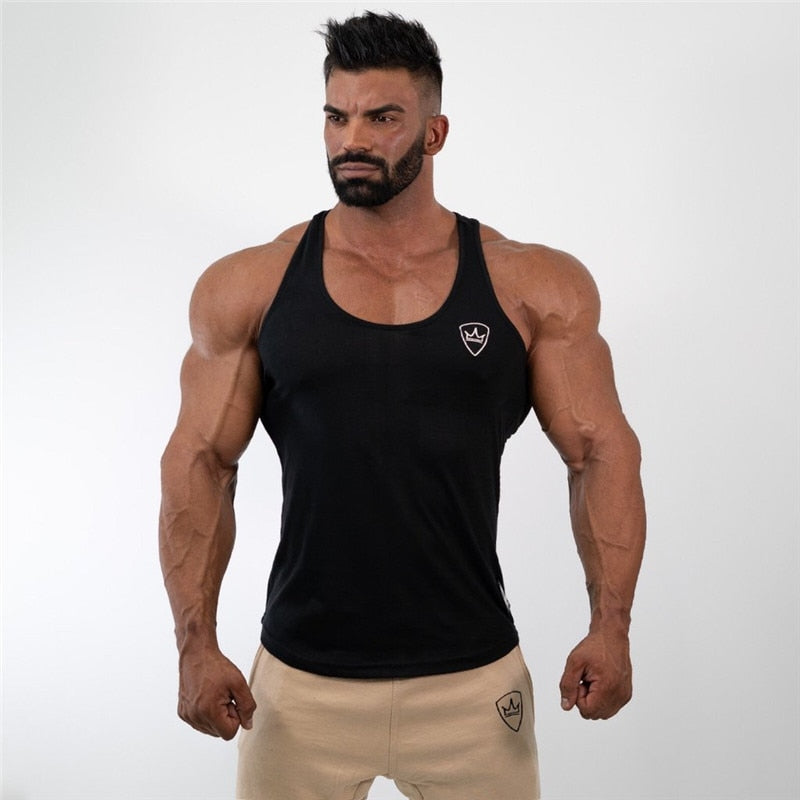 sanyamk 2022 Summer cotton gym Fitness Men Tank Top Mens Bodybuilding Running vest printing sports Tank Top Sleeveless Shirt men