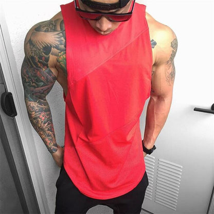 sanyamk New Summer Running Vest Men Cotton Mesh Bodybuilding Undershirt Fitness Sleeveless t shirt Gym Tank Top Men Sports Vest Clothing