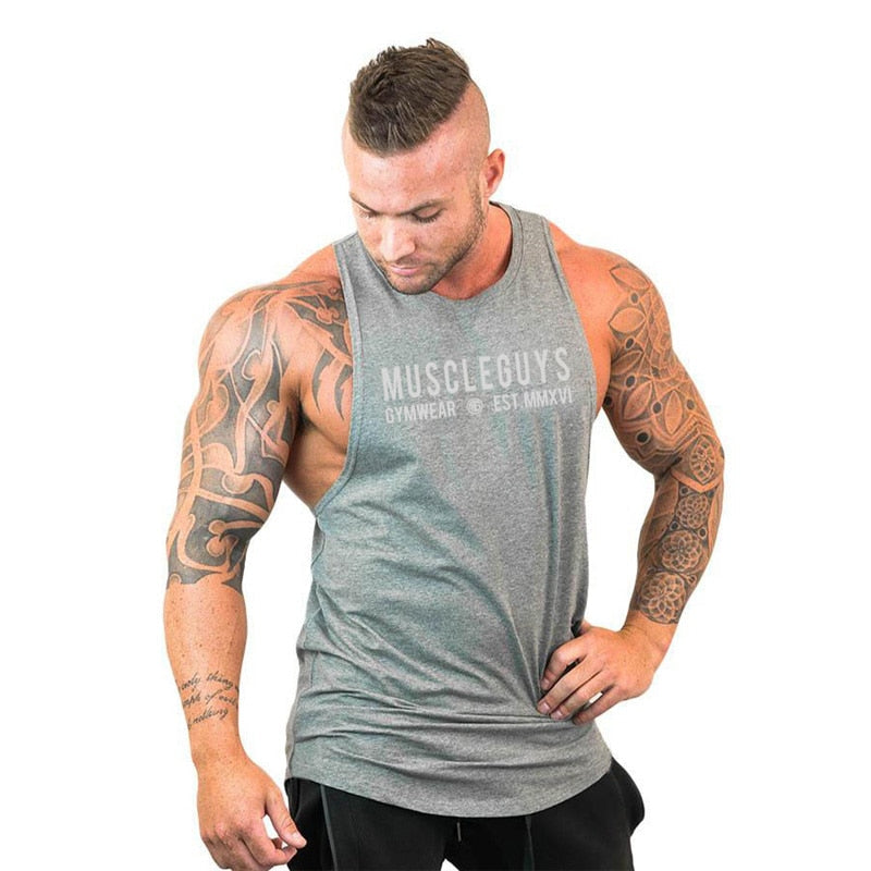 sanyamk New Brand Summer Gyms Clothing Bodybuilding Tank Top Men Fitness Singlet Sleeveless Shirt Cotton muscle Vest for man