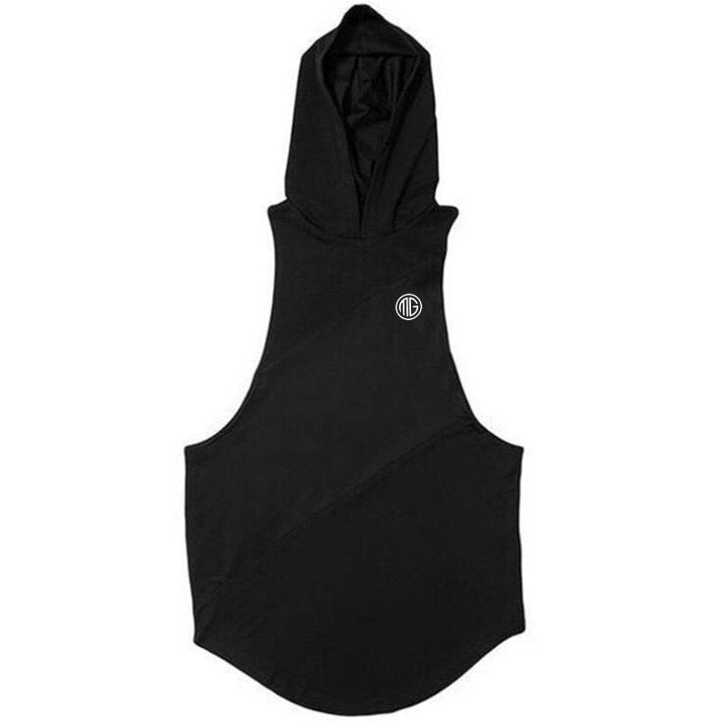 sanyamk New Running Vest Gym Clothing Fitness Tank Top with hooded Mens Bodybuilding Stringers Workout Singlet Sport Sleeveless T Shirt