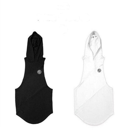 sanyamk New Running Vest Gym Clothing Fitness Tank Top with hooded Mens Bodybuilding Stringers Workout Singlet Sport Sleeveless T Shirt