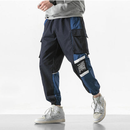 sanyamk Patchwork Cargo Harem Pant Men Hip Hop Pockets Casual Jogger Trousers Elastic Waist Mens Harajuku Streetwear Pants Trousers