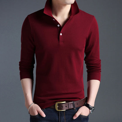 sanyamk Top Grade New Fashion Men Polo Shirt Solid Color Slim Fit Polo Men Long Sleeve Mercerized Cotton Casual Polos Shirt Mens M-4XL