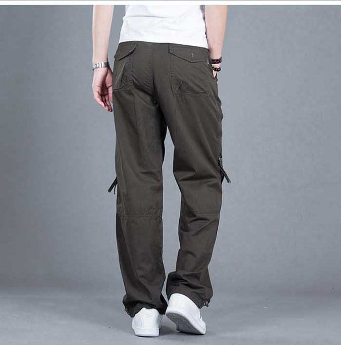 Bonsir Cargo Pocket Pants Men Loose Straight Hip Hop Long Trousers Autumn Winter Cotton Mens Joggers Wide Leg Big Size S-3XL