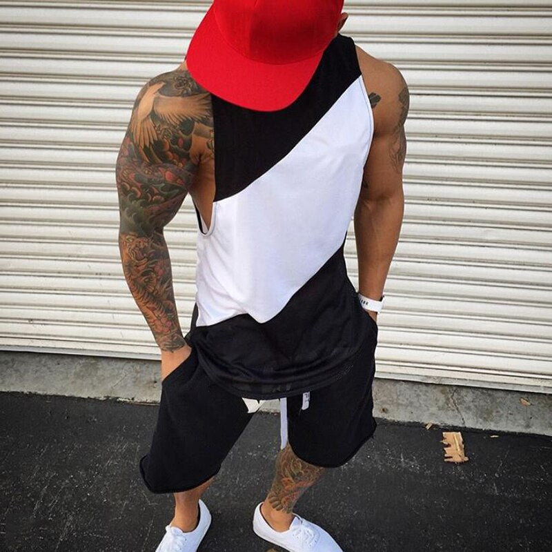 sanyamk New Summer Running Vest Men Cotton Mesh Bodybuilding Undershirt Fitness Sleeveless t shirt Gym Tank Top Men Sports Vest Clothing