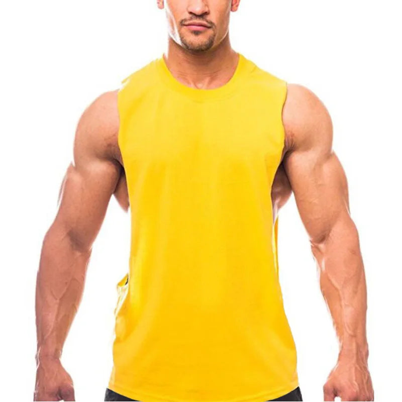 sanyamk Men's bodybuilding tank tops for Muscular sleeveless singlet gyms undershirt summer Fitness shirts men cotton vest