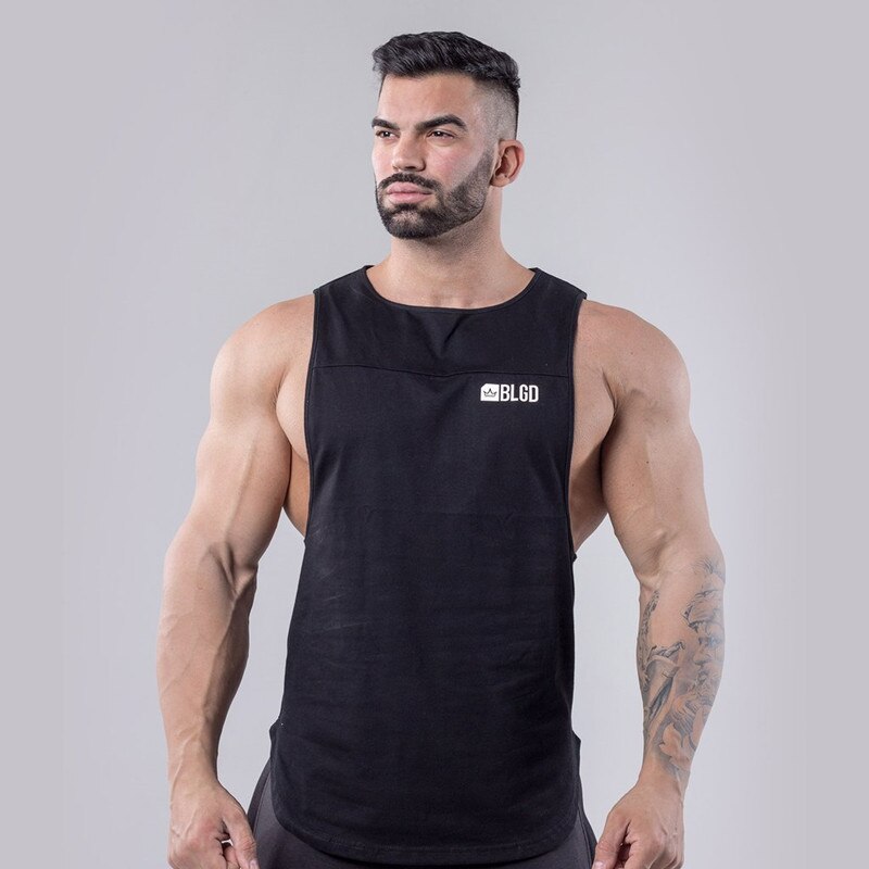 sanyamk 2022 NEW Summer GYM Vest Sport Tank Tops Men Cotton Running Vest Sleeveless Sport T Shirt Fitness Top Bodybuilding men Tank Tops