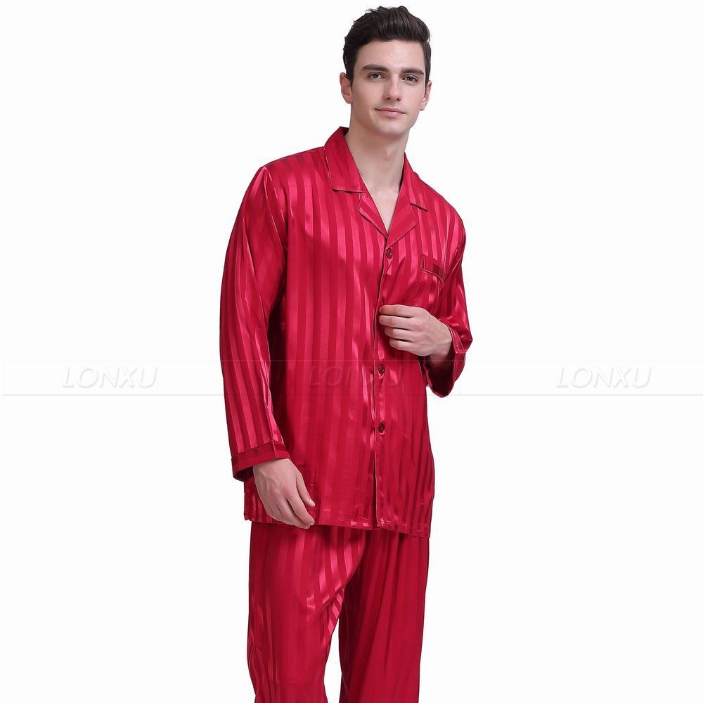 sanyamk Mens Silk Satin Pajamas Set  Pajama Pyjamas Set  PJS  Sleepwear Set Loungewear  U.S.S,M,L,XL,2XL,3XLL,4XL Plus Striped