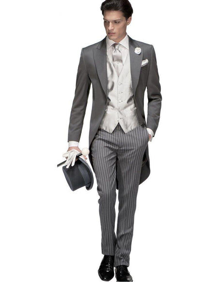 sanyamk Morning Style Groomsmen Custom Made Groom Tuxedos One Button Men Suits Wedding Best Man Blazer ( Jacket+Pants+Vest ) C129