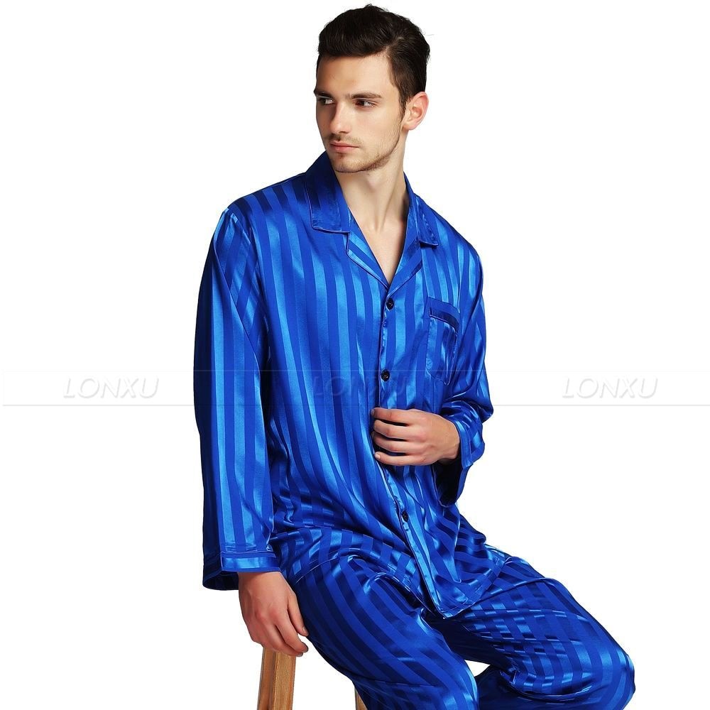 sanyamk Mens Silk Satin Pajamas Set  Pajama Pyjamas Set  PJS  Sleepwear Set Loungewear  U.S.S,M,L,XL,2XL,3XLL,4XL Plus Striped