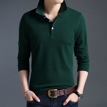 sanyamk Top Grade New Fashion Men Polo Shirt Solid Color Slim Fit Polo Men Long Sleeve Mercerized Cotton Casual Polos Shirt Mens M-4XL