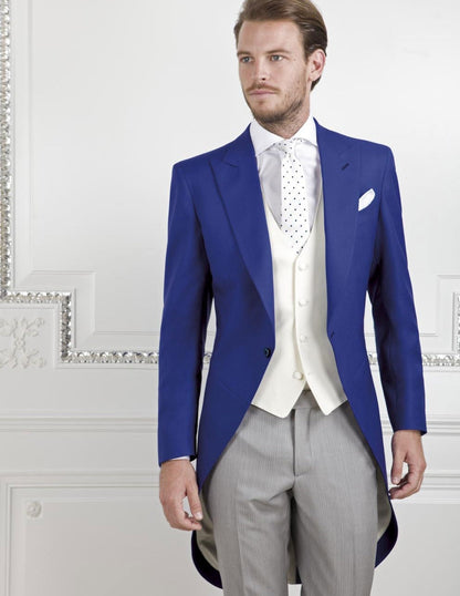 sanyamk Morning Style Groomsmen Custom Made Groom Tuxedos One Button Men Suits Wedding Best Man Blazer ( Jacket+Pants+Vest ) C129