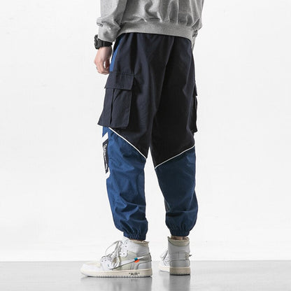 sanyamk Patchwork Cargo Harem Pant Men Hip Hop Pockets Casual Jogger Trousers Elastic Waist Mens Harajuku Streetwear Pants Trousers