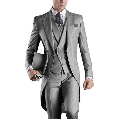 sanyamk Morning Style Groomsmen Custom Made Groom Tuxedos One Button Men Suits Wedding Best Man Blazer ( Jacket+Pants+Vest ) C129