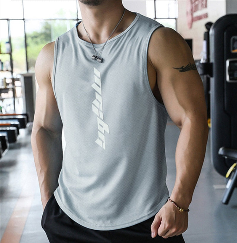 sanyamk 2022 NEW Bodybuilding Sports Tank Tops Men Gyms Fitness Workout Sleeveless Shirt Male Summer Loose Undershirt Running men Vest