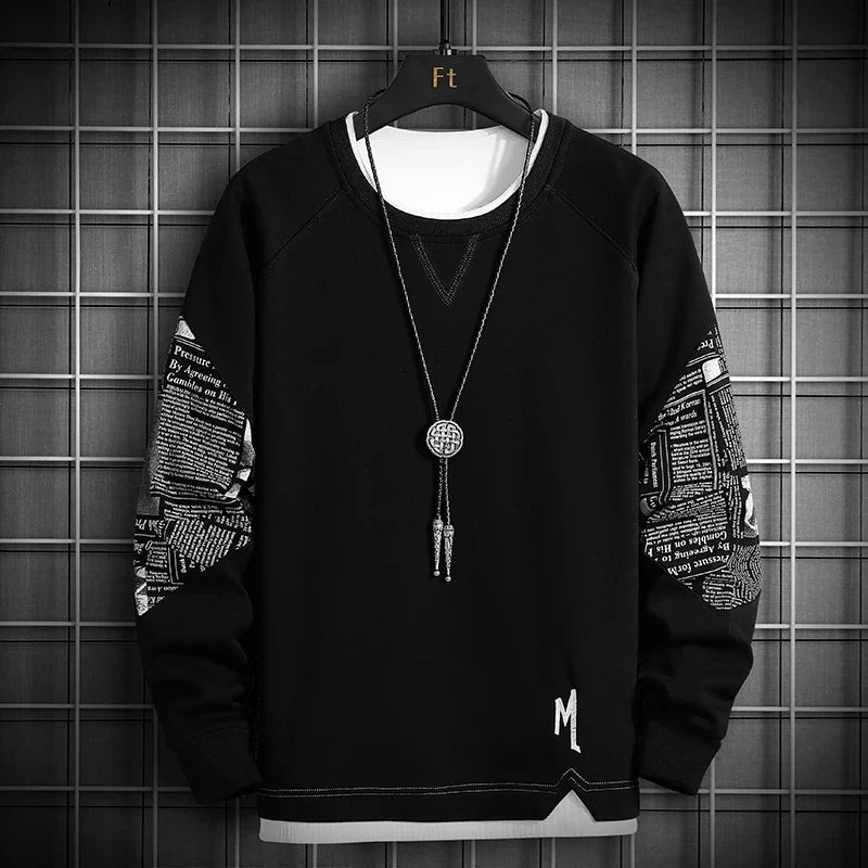 sanyamk  Crewneck Sweatshirt Men  Spring Harajuku Oversized Japanese Streetwear Black Hoodie Men Sweatshirts Hoodies Male