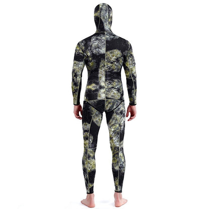 HOT 3mm Camouflage Wetsuit Long Sleeve Fission Hooded 2 Pieces Of Neoprene Submersible  For Men Keep Warm Waterproof Diving Suit