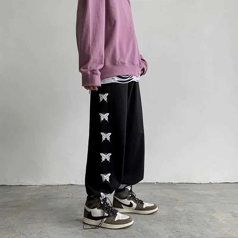 Bonsir Casual pants men's Korean fashion autumn and butterfly versatile Leggings men's sports pants joggers streetwear