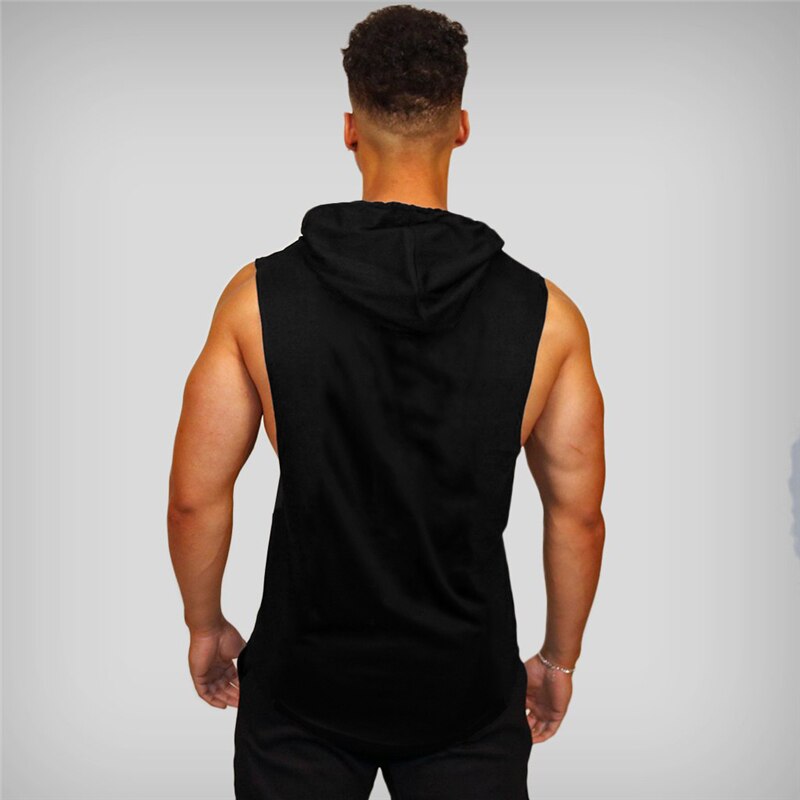 sanyamk Running Vest Hooded Gym Clothing Men Cotton Bodybuilding Stringer Hoodie Sweatshirts Fitness Tank Top Men Sleeveless Vest Shirt