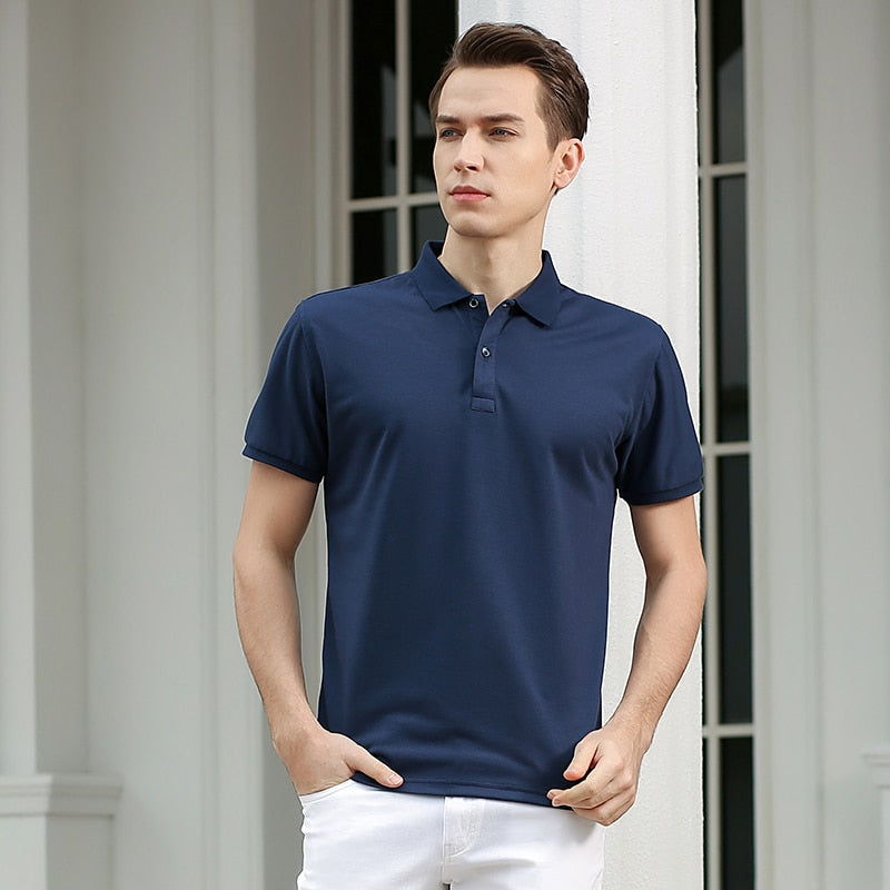 sanyamk Men 2022 Summer Brand New Business Casual Style Polo Shirts Men Short Sleeve Fashion Slim Solid Color Polo Shirt Tee Shirt Men