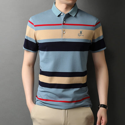 sanyamk Top Grade New Summer Brand Striped Embroidery Mens Designer Polo Shirts With Short Sleeve Casual Tops Fashions Men Clothing 2022