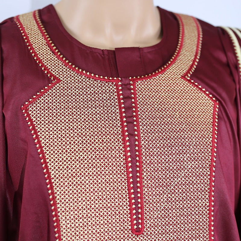 sanyamk H&amp;D African Agbada Suit For Men Embroidered Robes Dashiki Cover Shirt Pants 3 PCS Set Boubou Africain Homme Musulman Ensembles