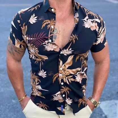 sanyamk trendy mens fashion mens summer outfits dope outfits mens street style mens spring fashion Vintage Floral Print Beach Shirts Casual Men Button Turn-down Collar Shirt Summer Short Sleeve Tops Mens Fashion Streetwear