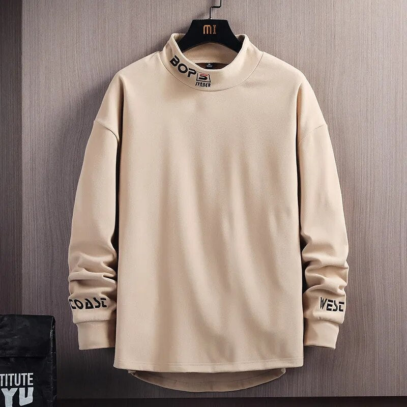 Bonsir Casual Sweatshirts Men Stand Collar Long Sleeve Fashion Hoodies Spring Autumn New Men Tops Streetwear Solid Color  Sweatshirts