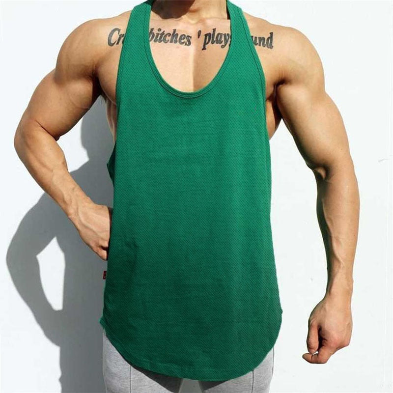 sanyamk New Brand Mens Mesh Fitness Clothing Gym Stringer Tank Top Men Bodybuilding Vest Workout Singlets Running Sleeveless Shirt