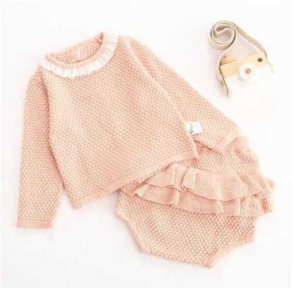 Brand Cotton Boys Girls Baby Knit Sweater Cardigan + Shorts Suit New Autumn Winter Children Clothing Baby Clothes Suit